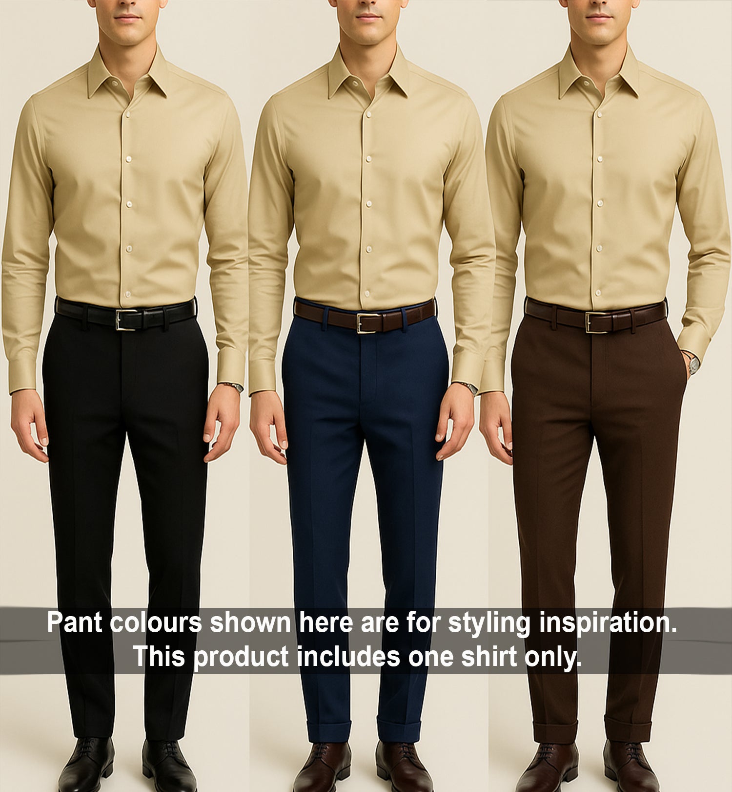 Men's Satin Lycra formal Full Sleeve Shirt Beige