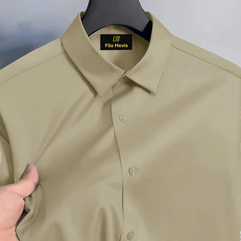 Men's Satin Lycra formal Full Sleeve Shirt Beige