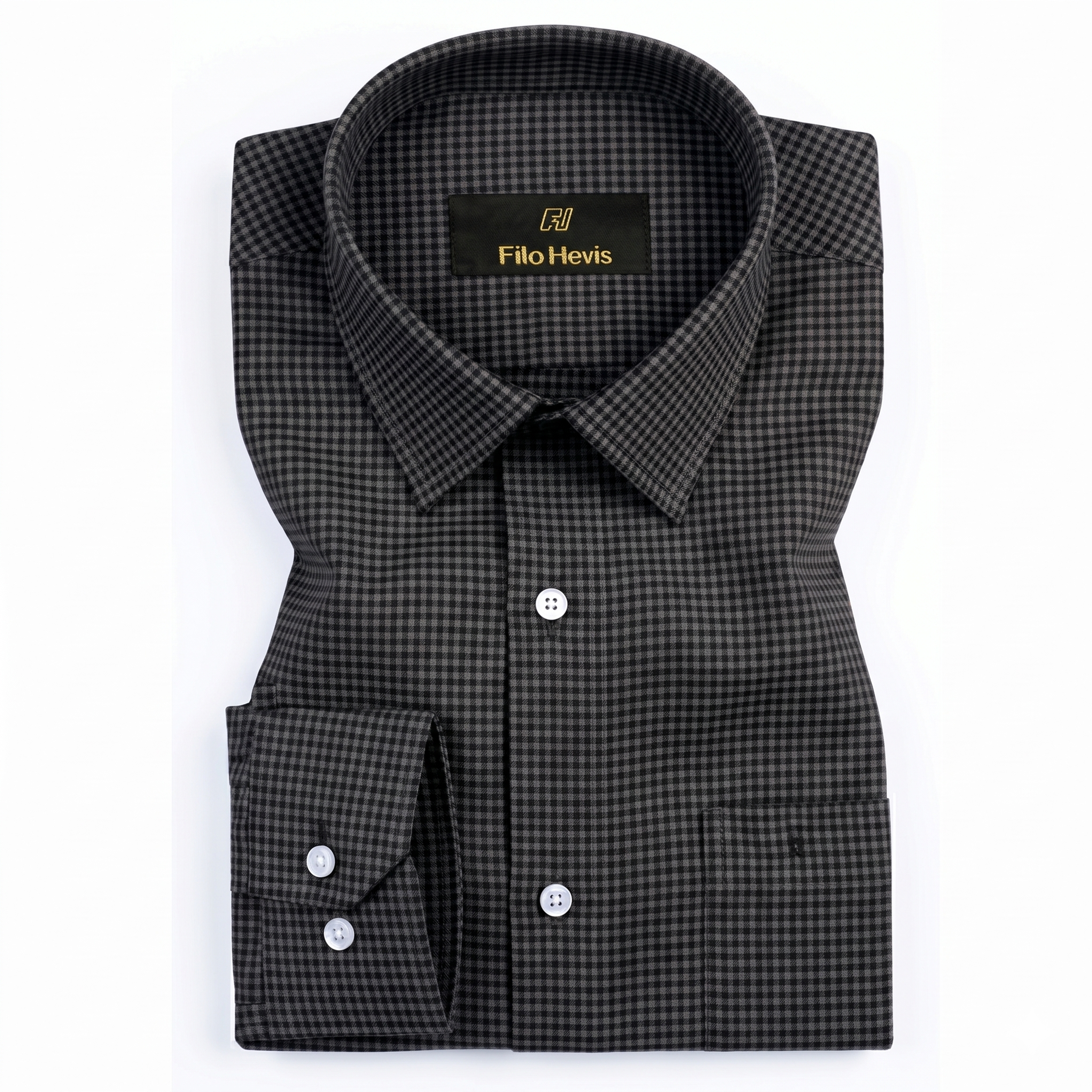 Men's Cotton Check Shirt-Black, Regular Fit, All-Day Comfort