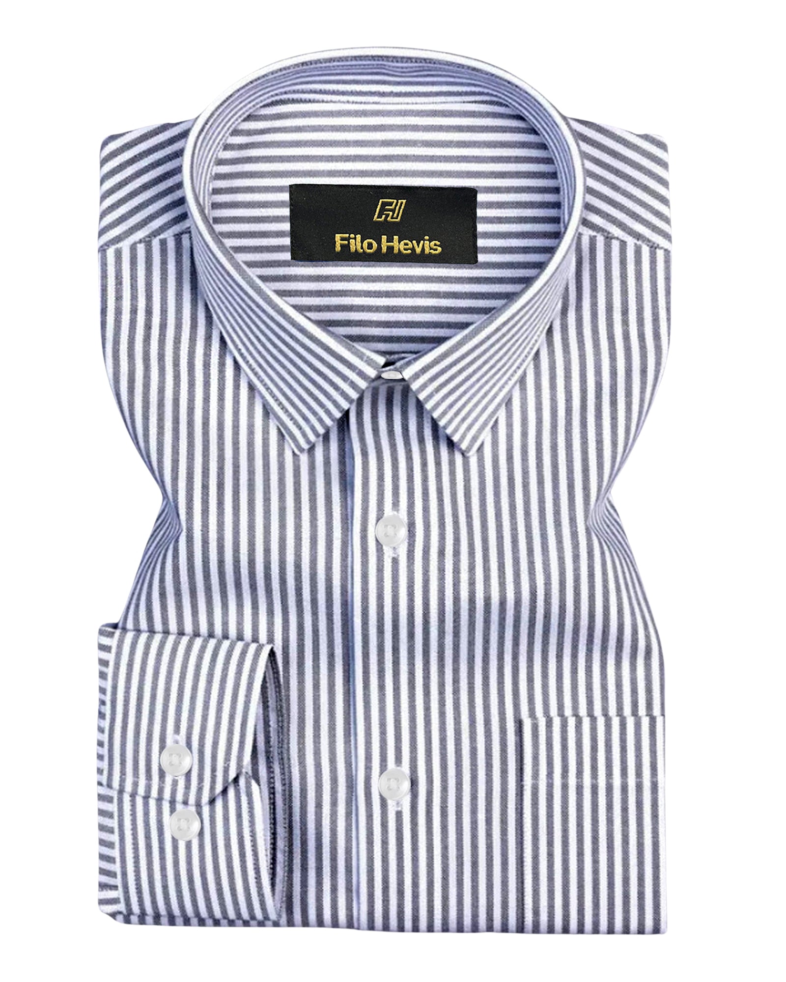 Men's Cotton Stripe Single Pocket Shirt-Black, Regular Fit, All-Day Comfort