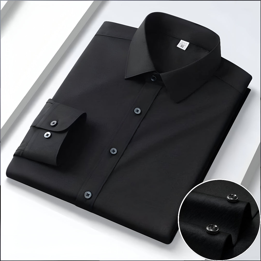Men's Formal Regular Fit Cotton Full Sleeve Shirt - Black