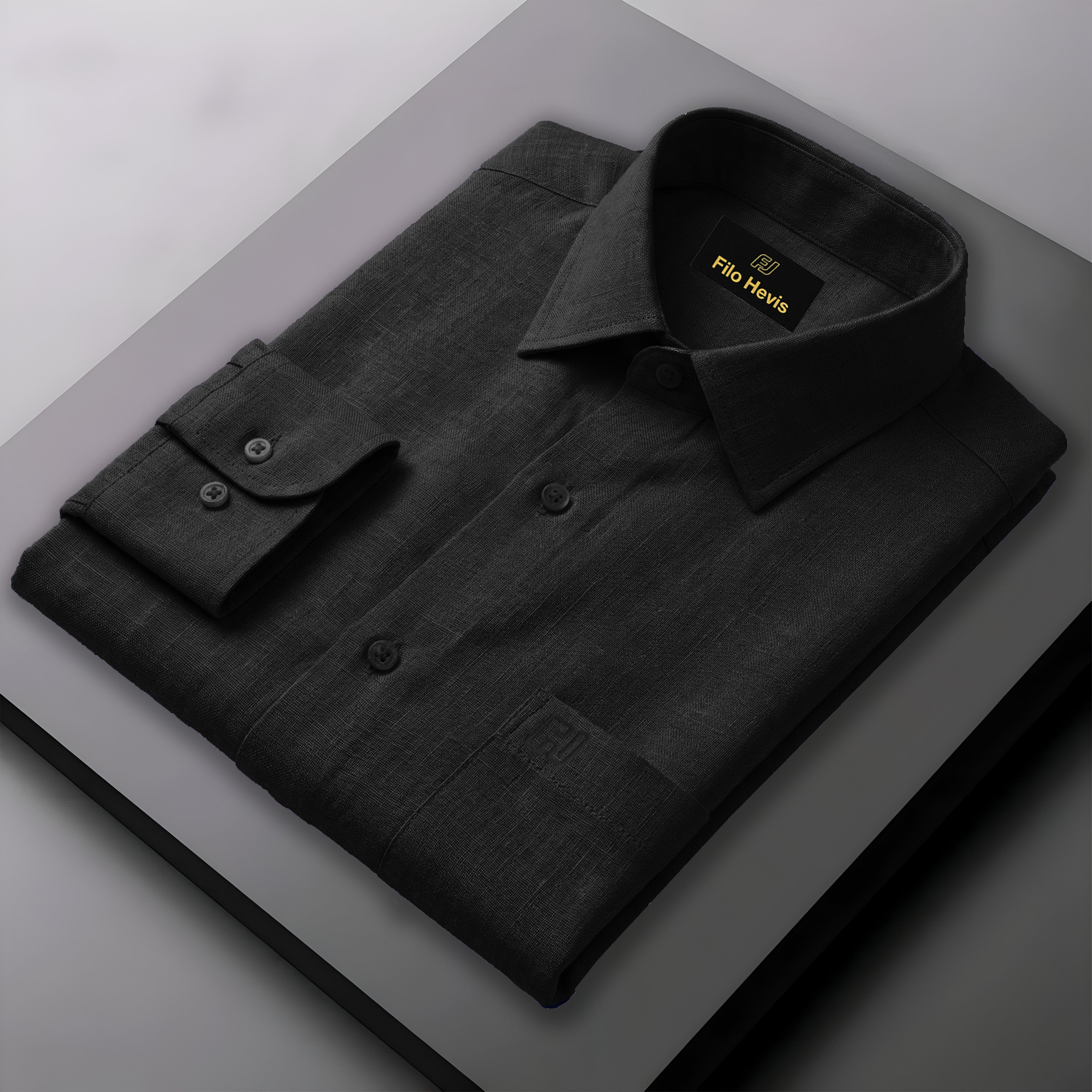 FINE LINEN SHIRTS FOR MEN (Full Sleeves)-Black