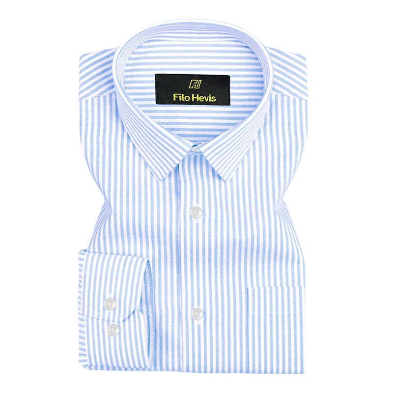 Cotton Stripe Shirt for Men |Slim fit | Sky Blue My Store