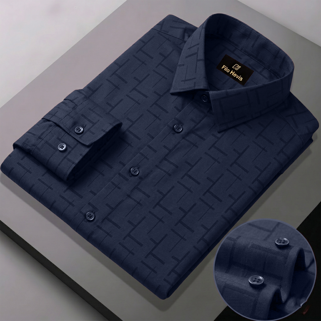 Print Shirt for Men | Smart Regular Fit | NAVY BLUE