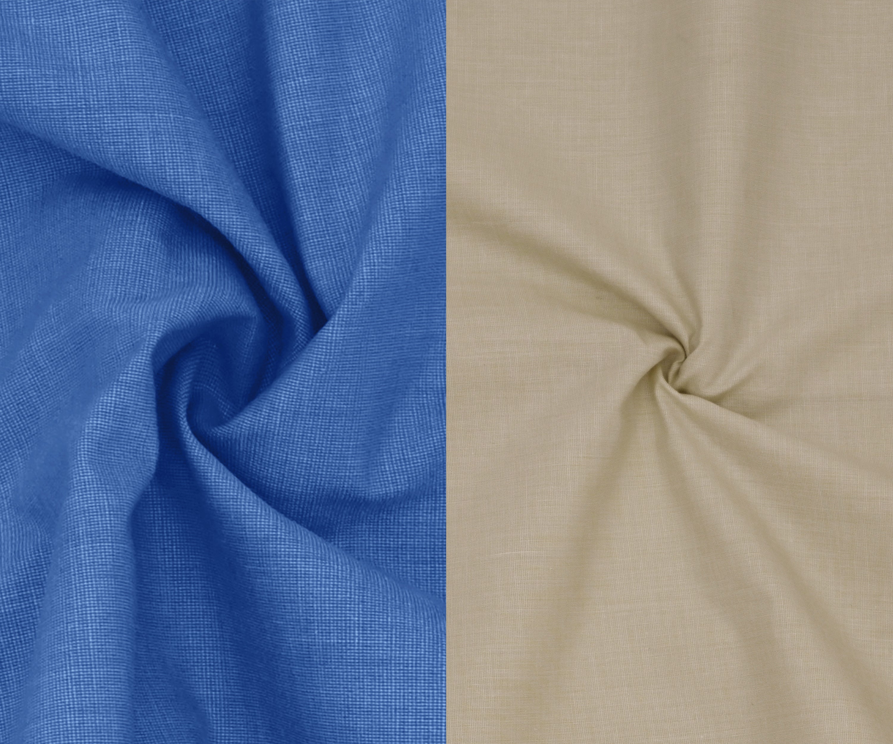 Combo of 2 Filafil Fabric Regular Fit Formal Shirts – Blue & Cream (Single Pocket)