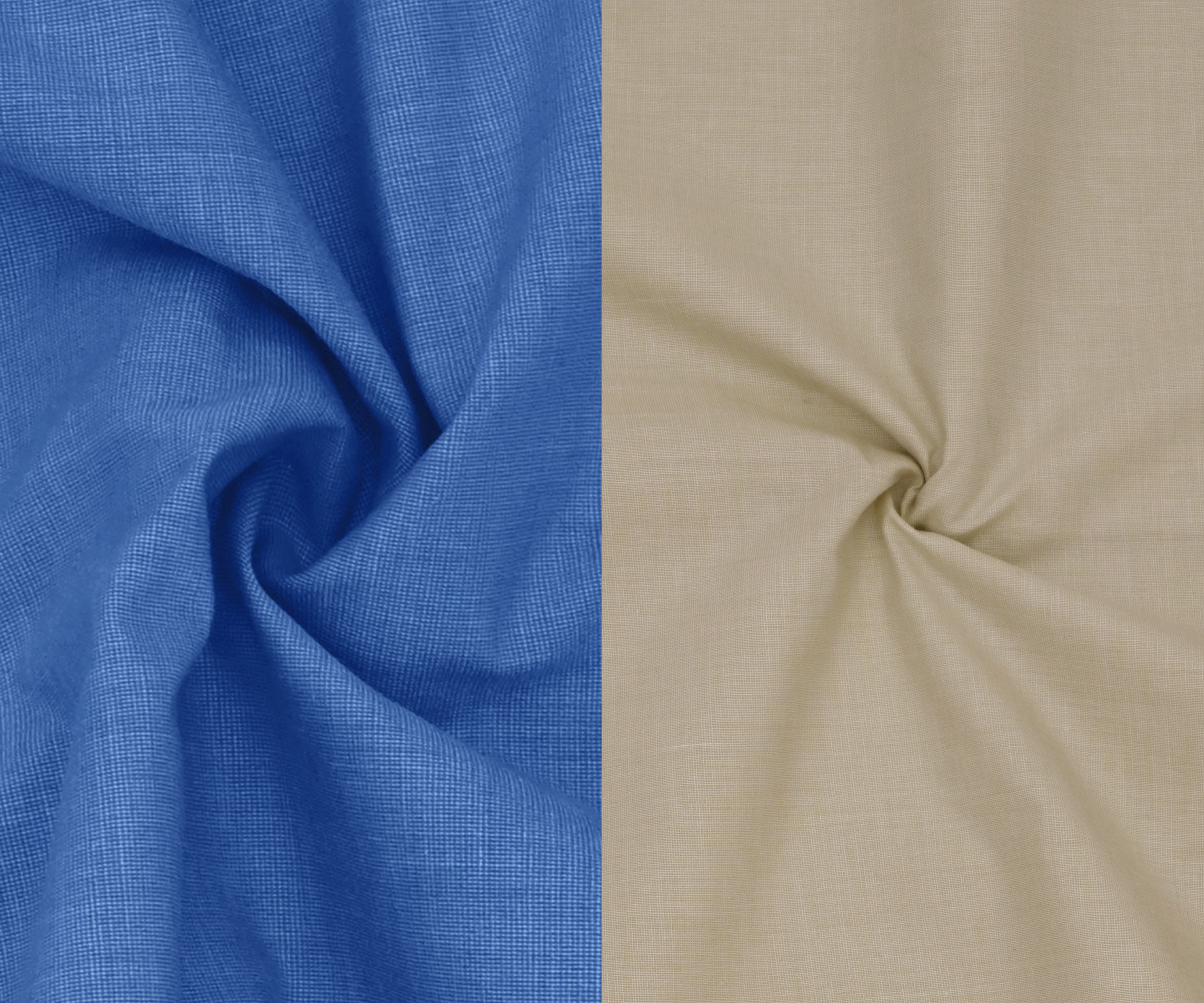 Combo of 2 Filafil Fabric Regular Fit Formal Shirts – Blue & Cream (Single Pocket) My Store