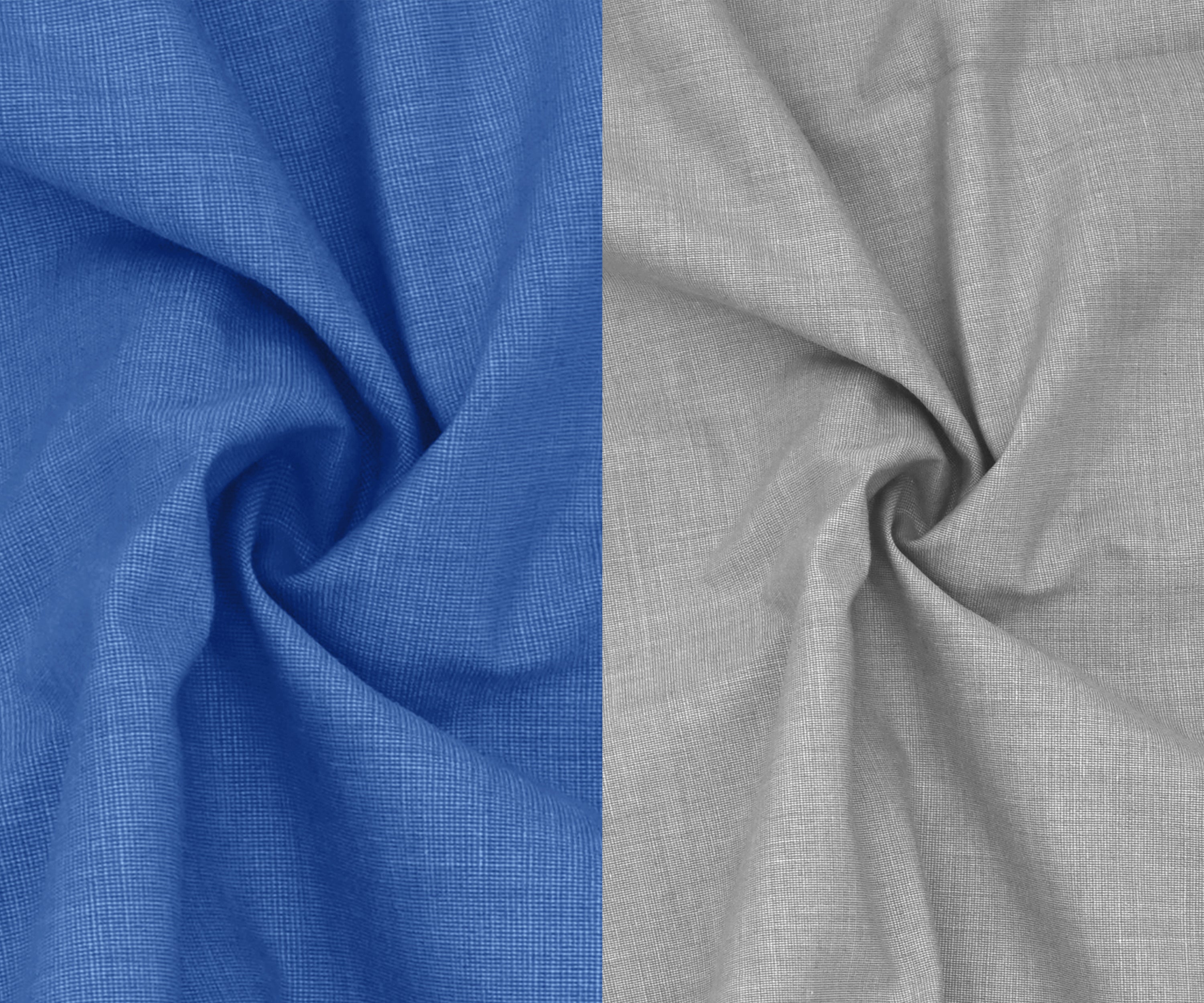 Combo of 2 Filafil Fabric Regular Fit Formal Shirts – Blue & Grey (Single Pocket)