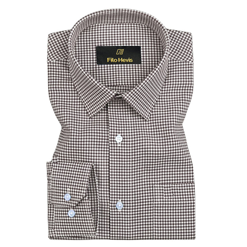 Oxford Cotton Check Shirt for Men |Slim fit | Brown My Store