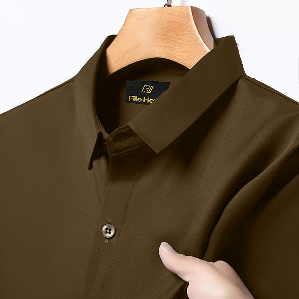 Japanese Lycra Stretch Formal Shirt for Men | Light Brown