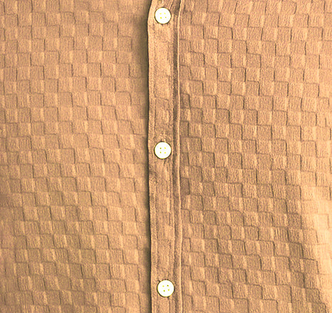 Men's Casual Checks Textured Popcorn Shirts- Brown