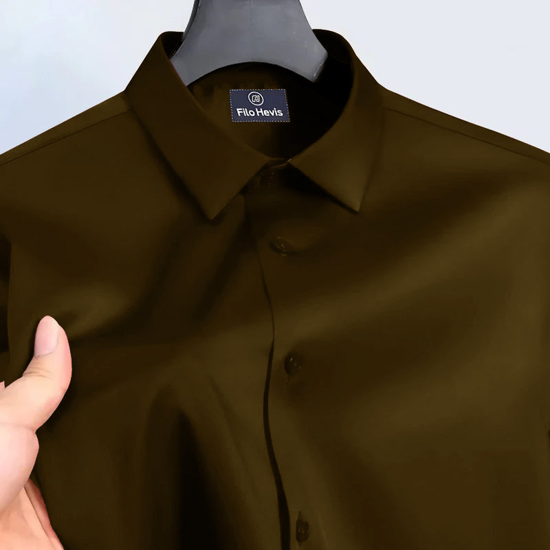 Men's Satin Lycra formal Full Sleeve shirt-Brown