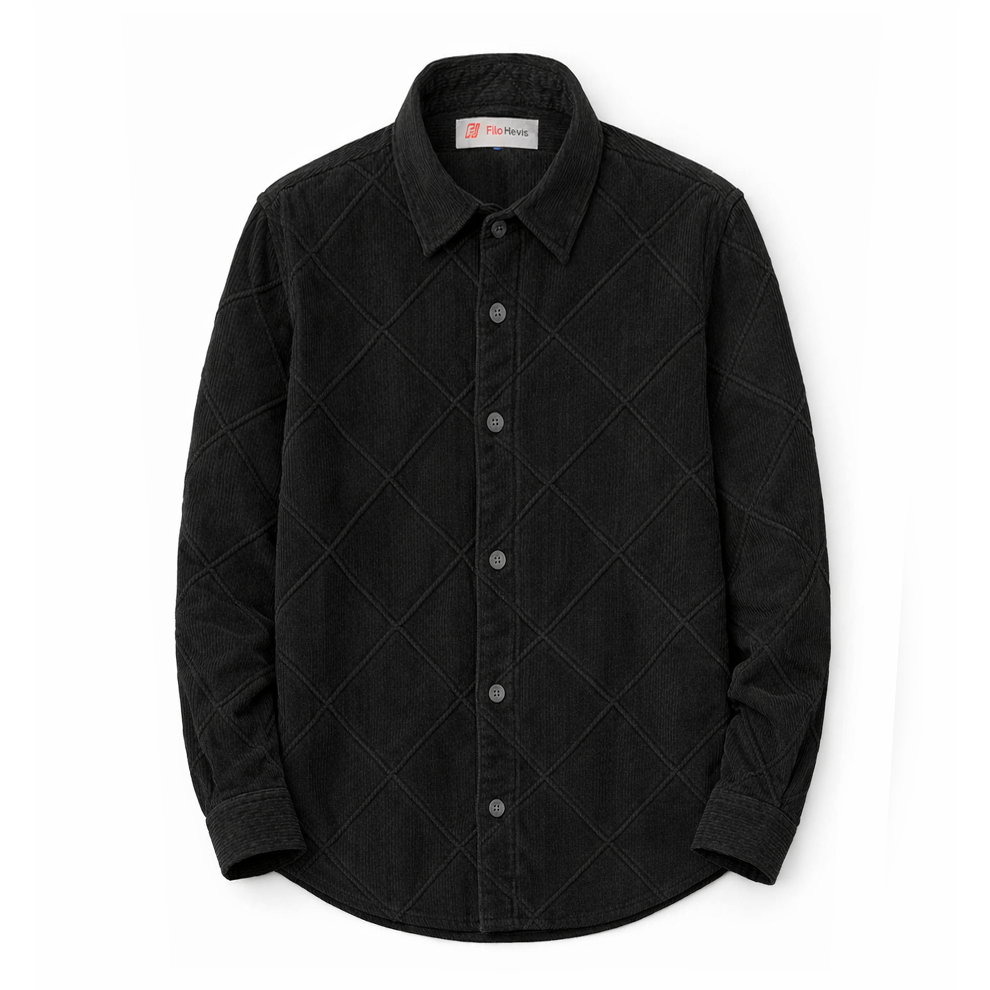 Corduroy Shirt for Men – Soft Textured Winter- Black