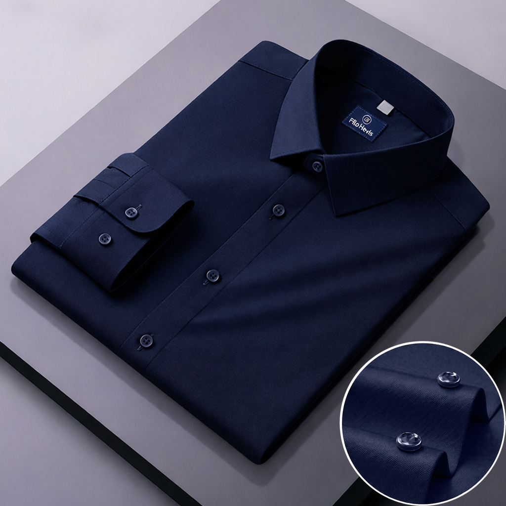 Men's Formal Regular Fit Cotton Full Sleeve Shirt-NAVY BLUE
