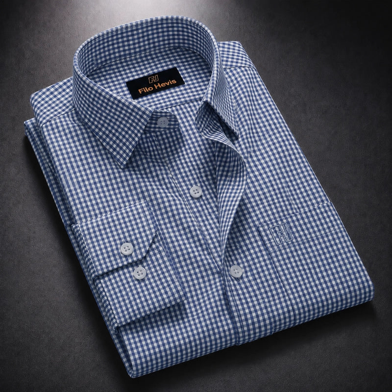Cotton Check Shirt for Men |Slim fit | Royal Blue