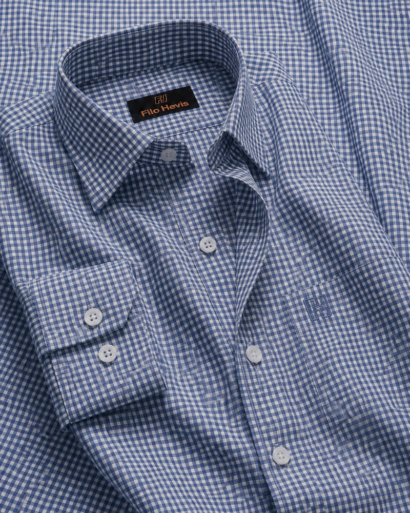 Cotton Check Shirt for Men |Slim fit | Royal Blue