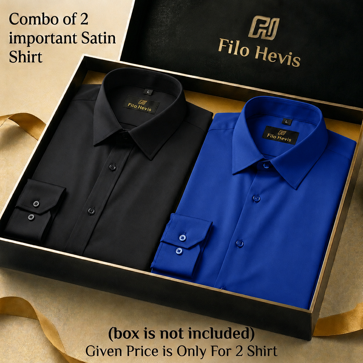 Combo of 2 Men's Imported Satin formal Shirt Black & Royal Blue