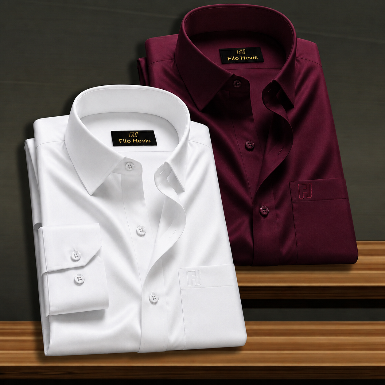 Combo of 2 Formal shirts White & Wine Colour My Store