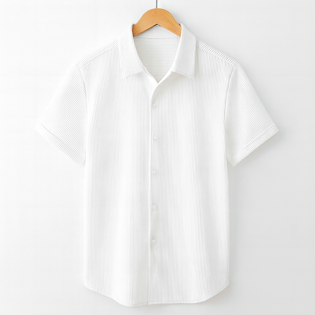 Corduroy Blend Half Sleeve Smart Casual Comfort Shirt For Men-White My Store