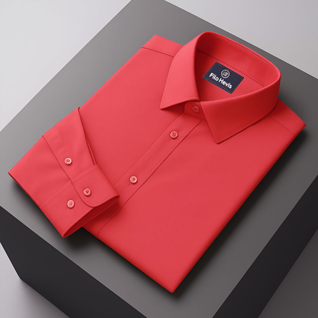 Men's Formal Regular Fit Cotton Full Sleeve Shirt- LIGHT TOMATO