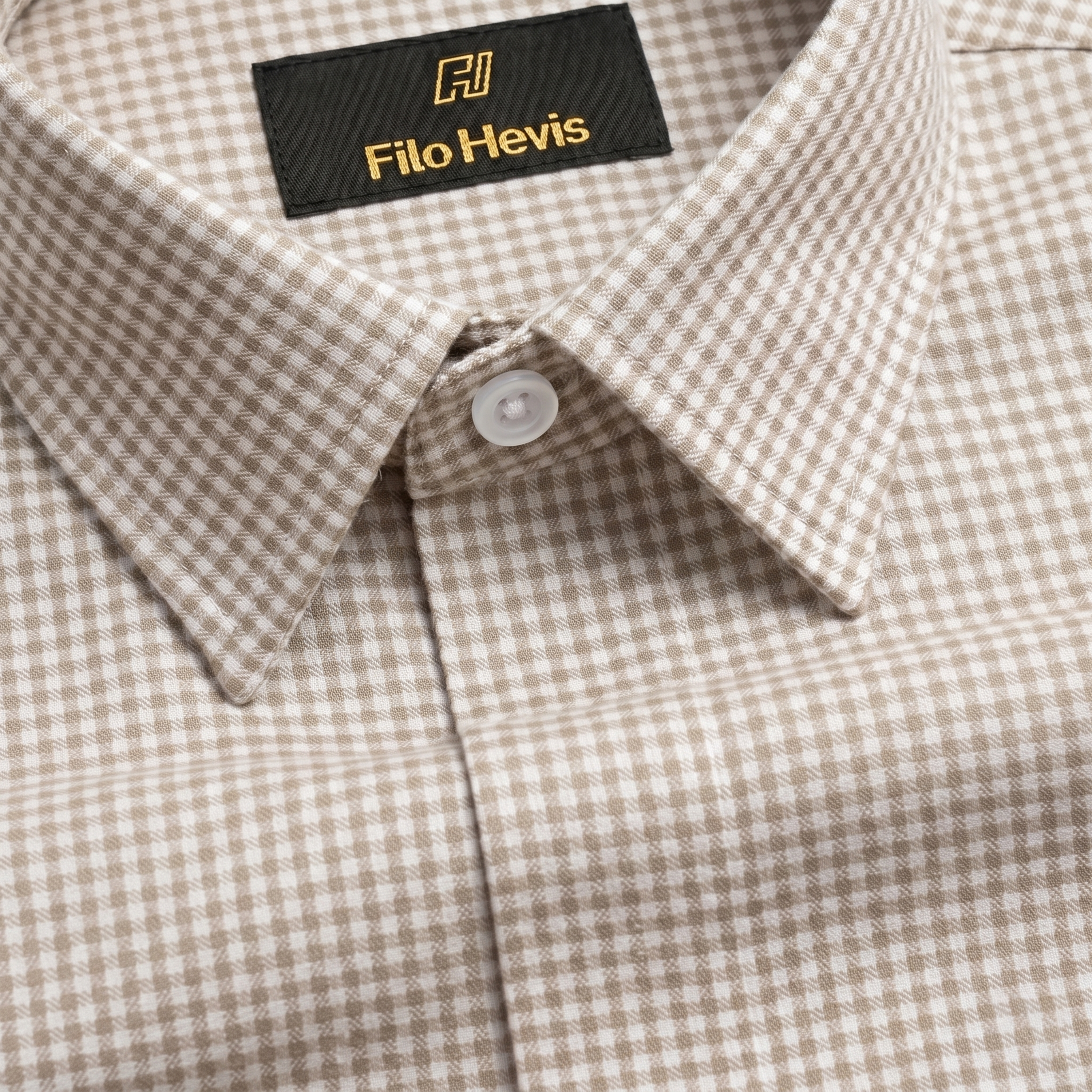 Men's Cotton Check Shirt-Cream, Regular Fit, All-Day Comfort