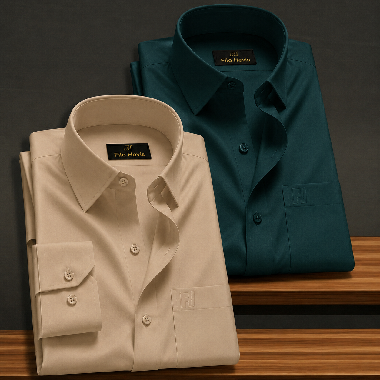 Combo of 2 Formal shirts Cream & Teal Green Colour My Store