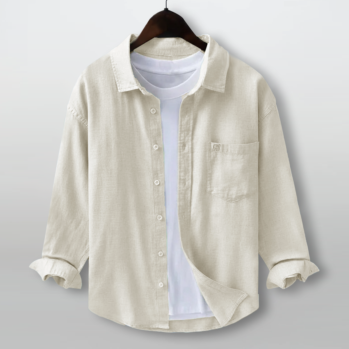 FINE LINEN SHIRTS FOR MEN (Full Sleeves)-Cream