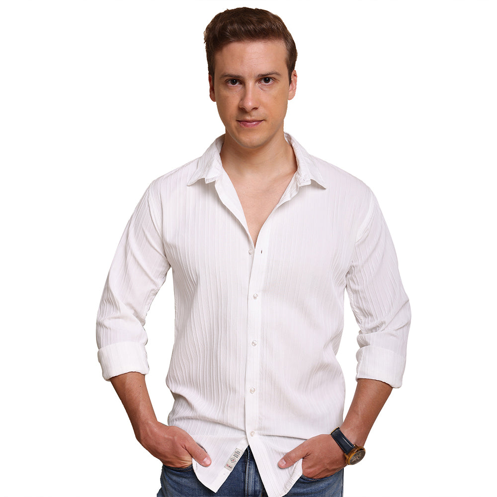 Crushed Stripe White Shirt