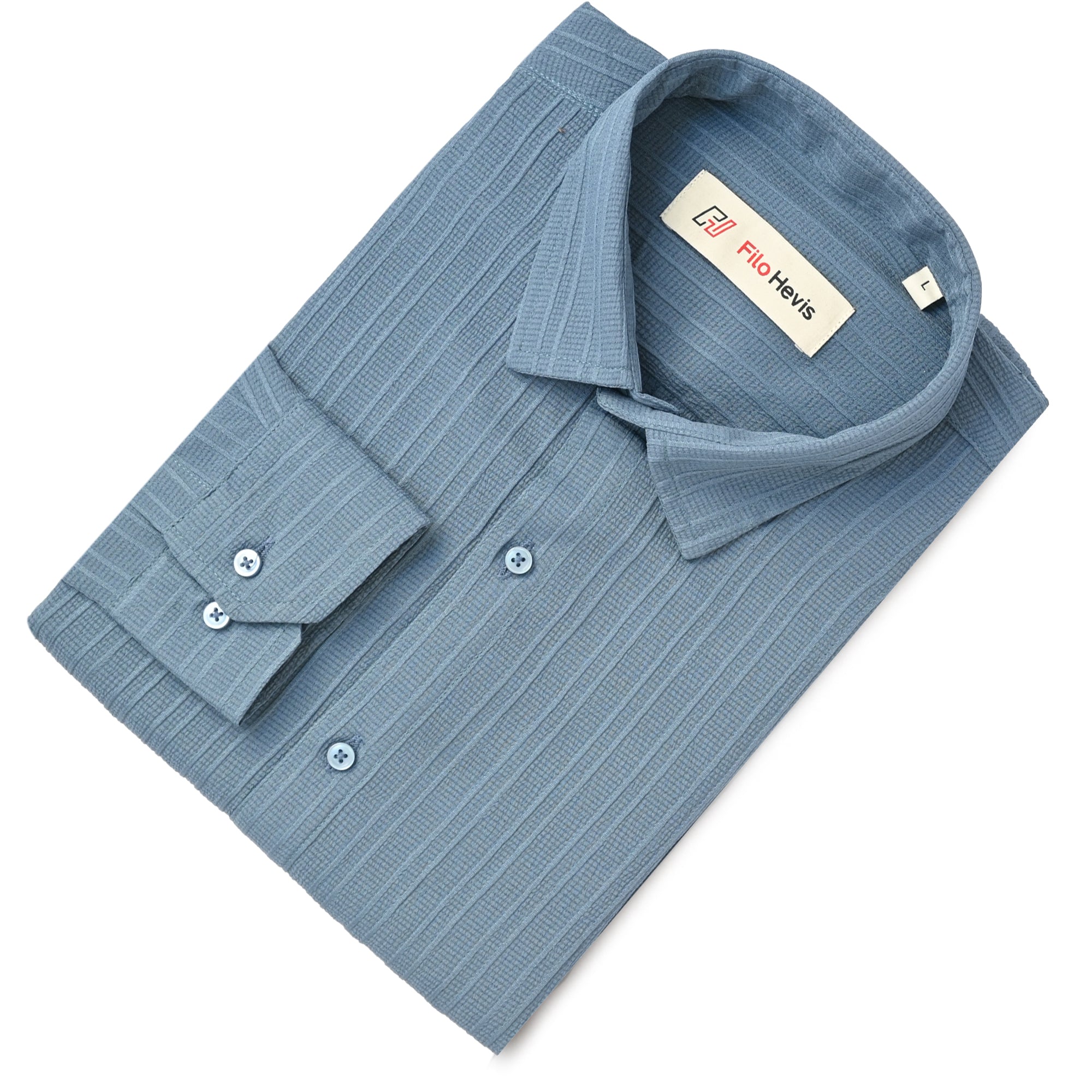 Crushed Stripe Shirt Sky Blue Color