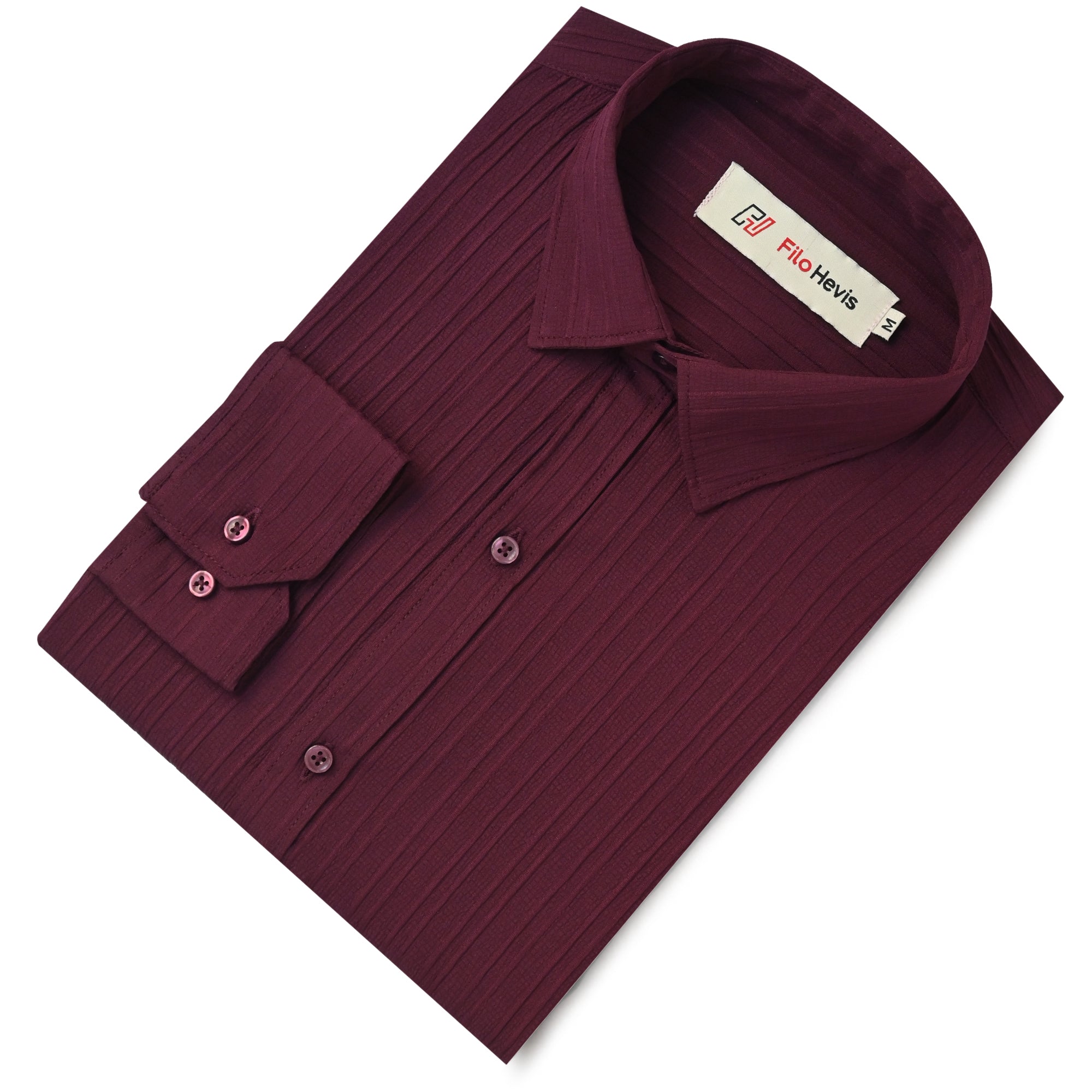 Crushed Self Stripe Maroon Shirt