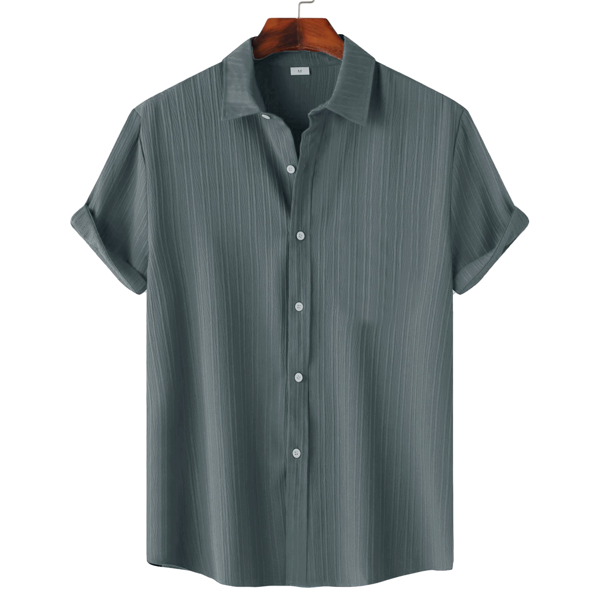 Men’s Textured Popcorn Half Sleeve Casual Shirt – Dark Grey