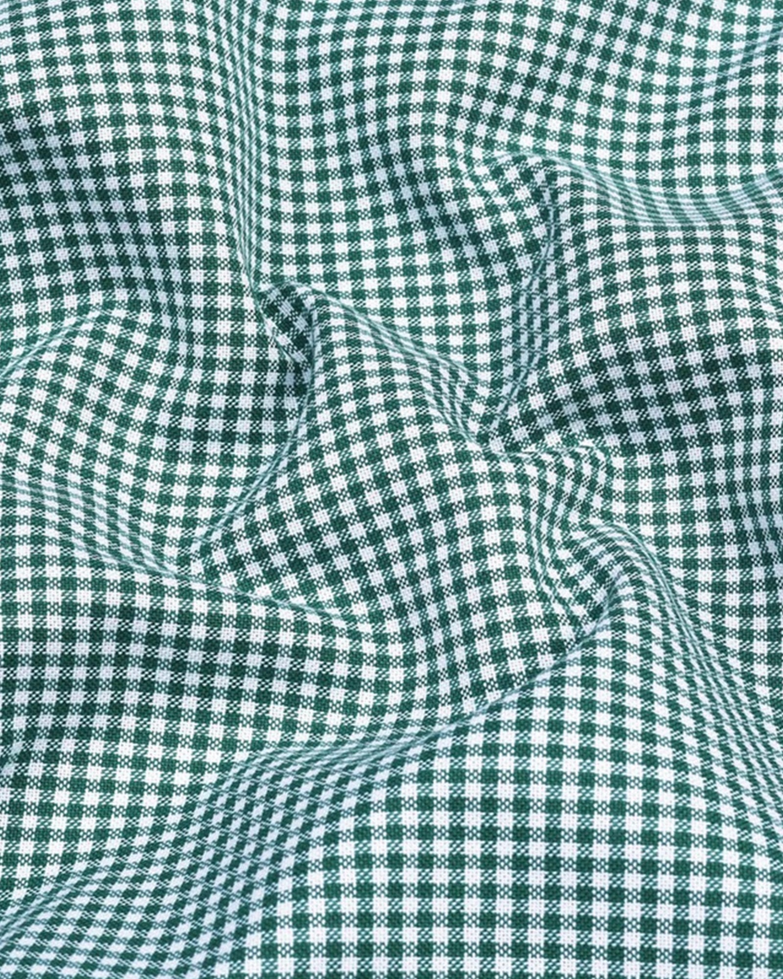 Men's Cotton Check Shirt-Dark Green, Regular Fit, All-Day Comfort