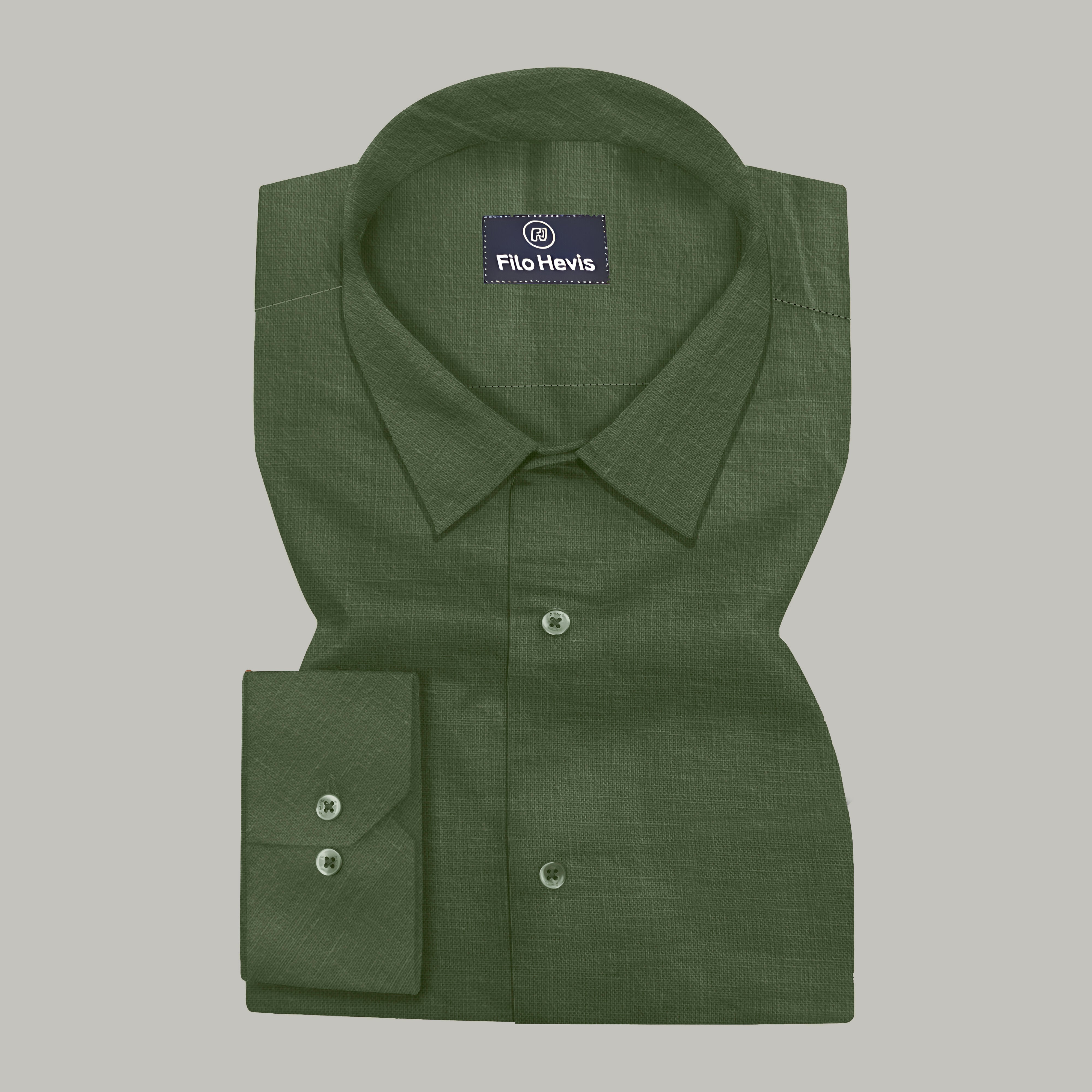 FINE LINEN SHIRTS FOR MEN (Full Sleeves)-Dark Green