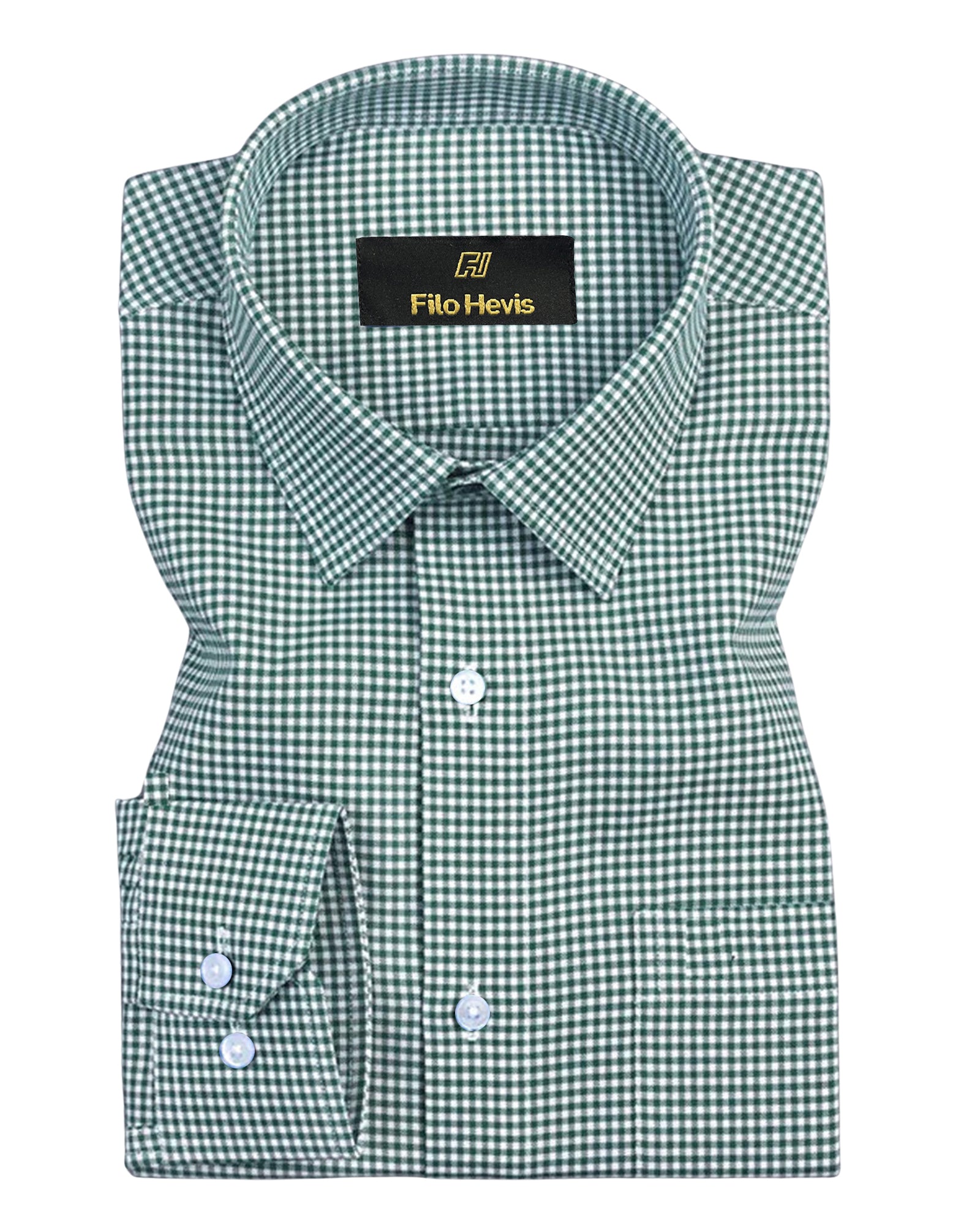 Men's Cotton Check Shirt-Dark Green, Regular Fit, All-Day Comfort