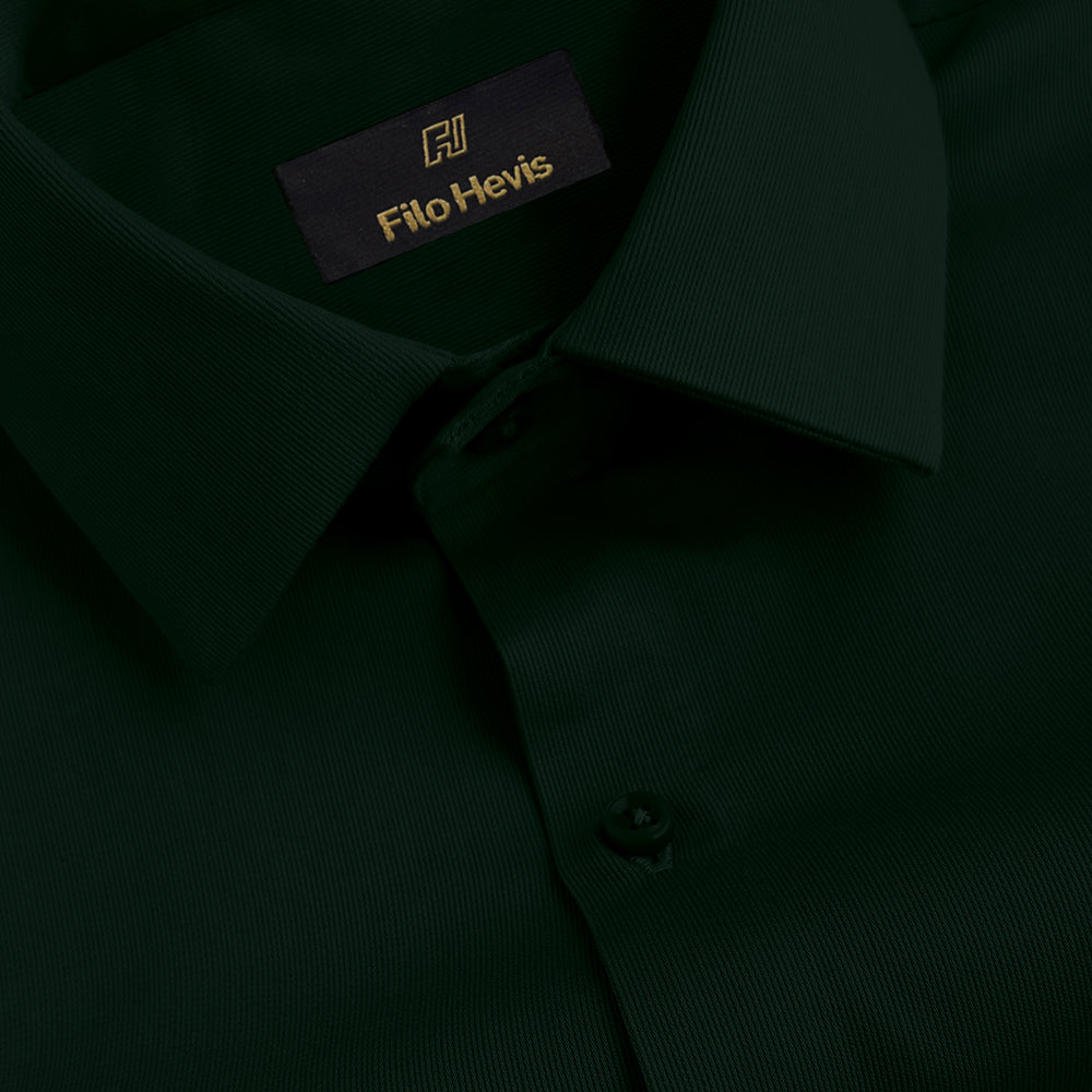 HYCROSS SELF-STRUCTURED FORMAL LYCRA SHIRT-DARK GREEN