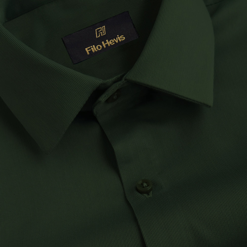 Hycross Self Structured Lycra Formal Shirt- Dark Green