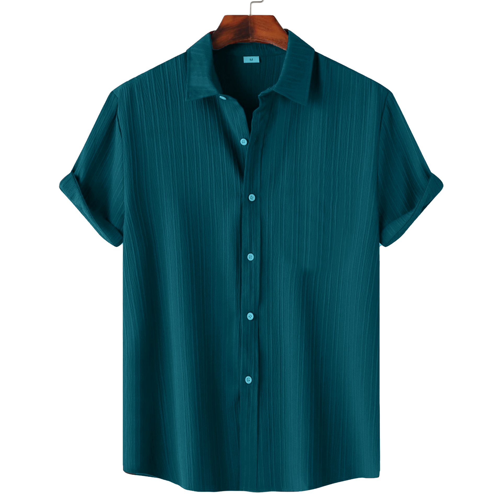 Men’s Textured Popcorn Half Sleeve Casual Shirt – Dark Green