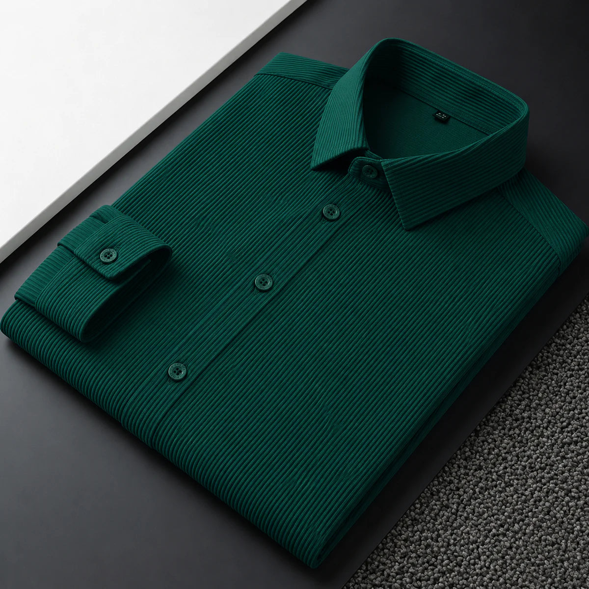 striped green corduroy shirt