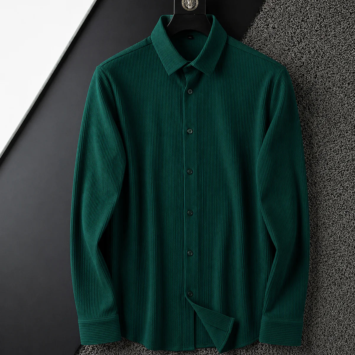 full sleeve self cord green shirt