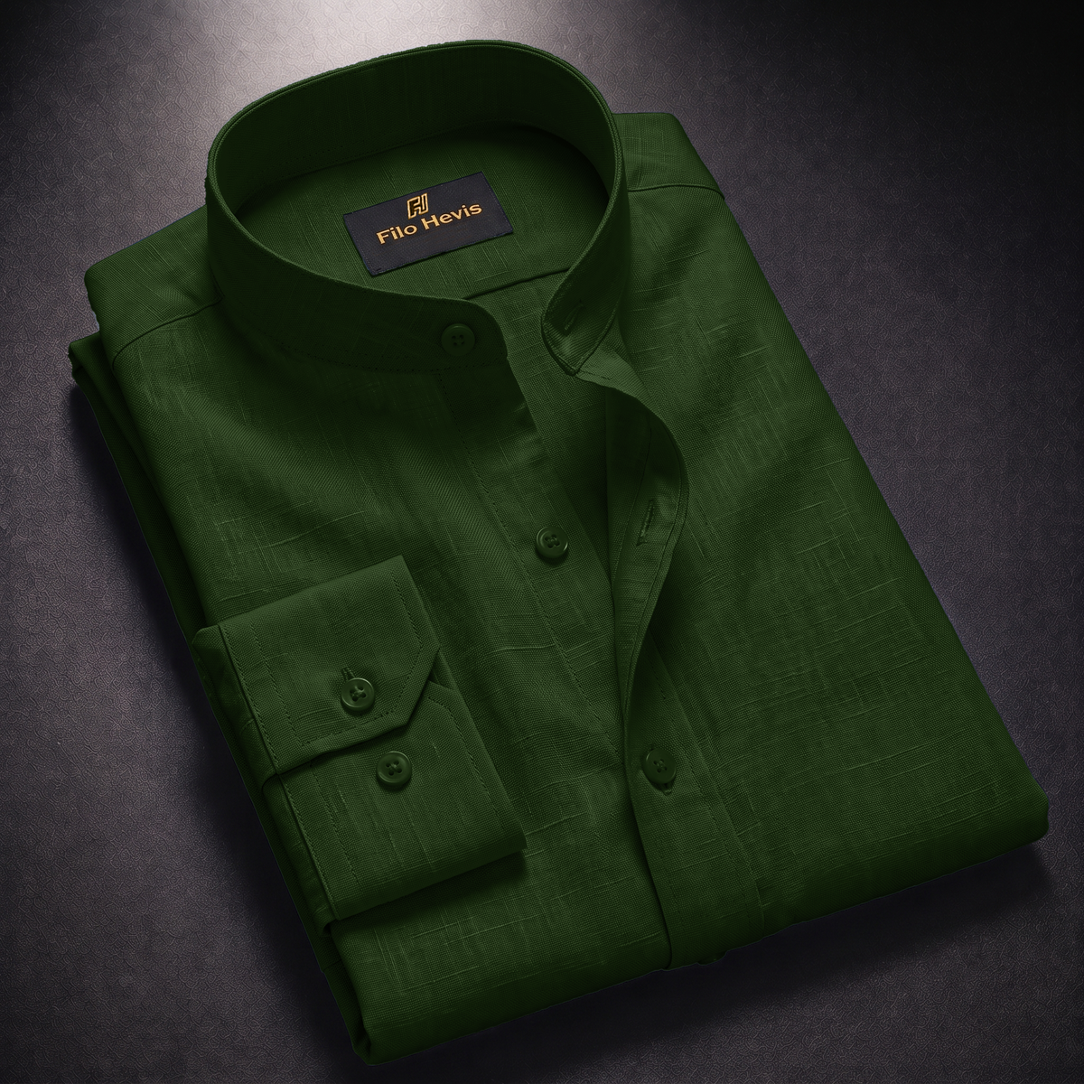 MEN’S CHINESE COLLAR SHIRT | FULL SLEEVE COTTON LINEN T-NECK SHIRT | DARK GREEN COLOR