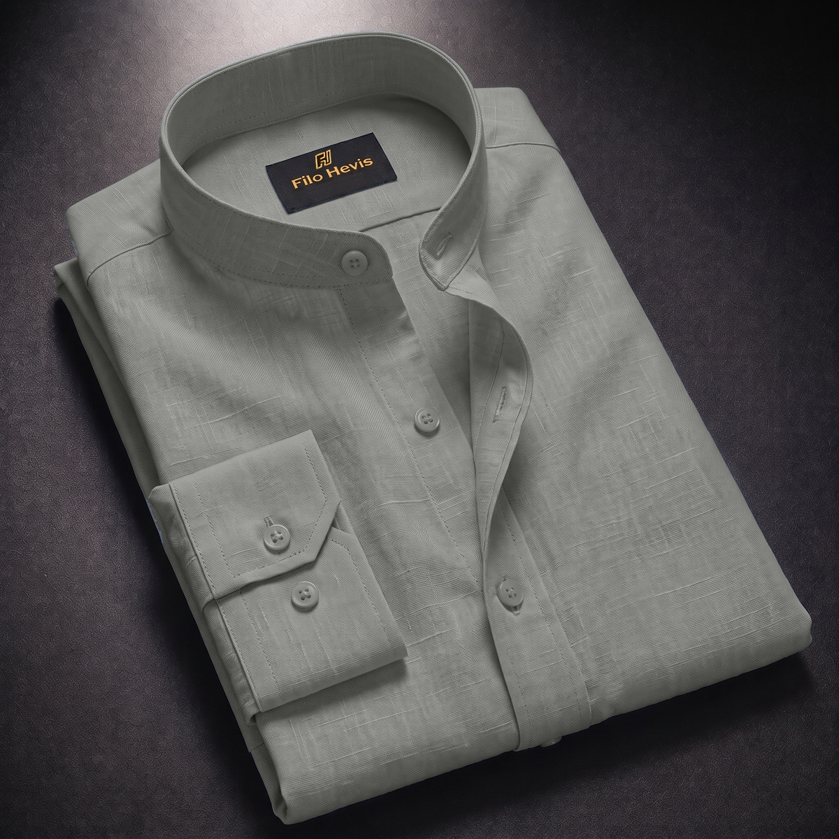 MEN’S CHINESE COLLAR SHIRT | FULL SLEEVE COTTON LINEN T-NECK SHIRT | GREY COLOR