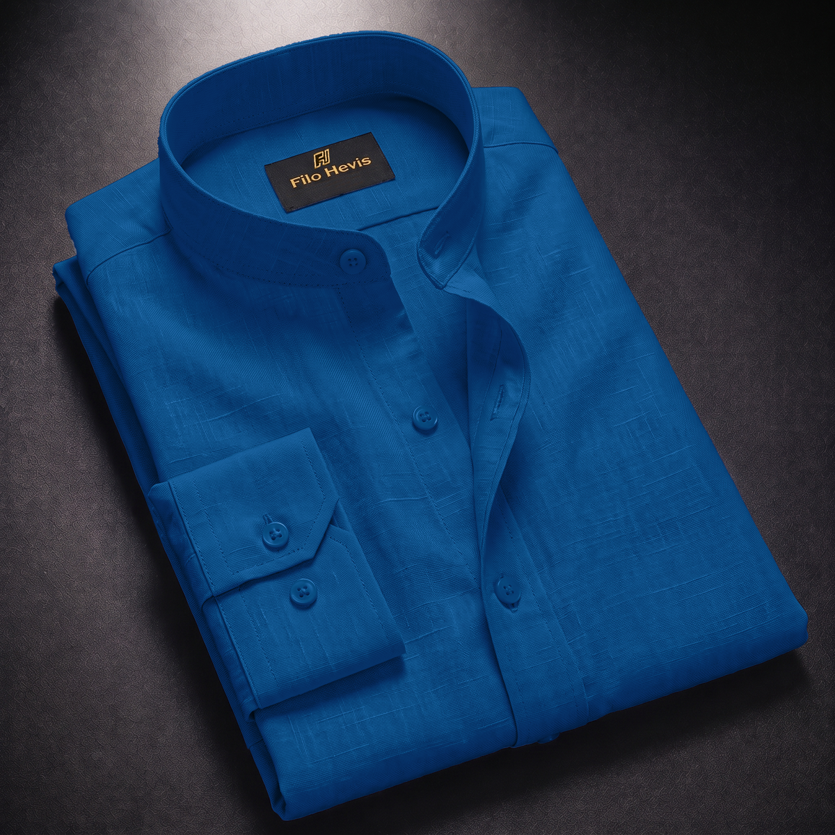 Men's Full-Sleeve Mandarin Collar Regular Fit Cotton Lenin Shirt-Teal Blue