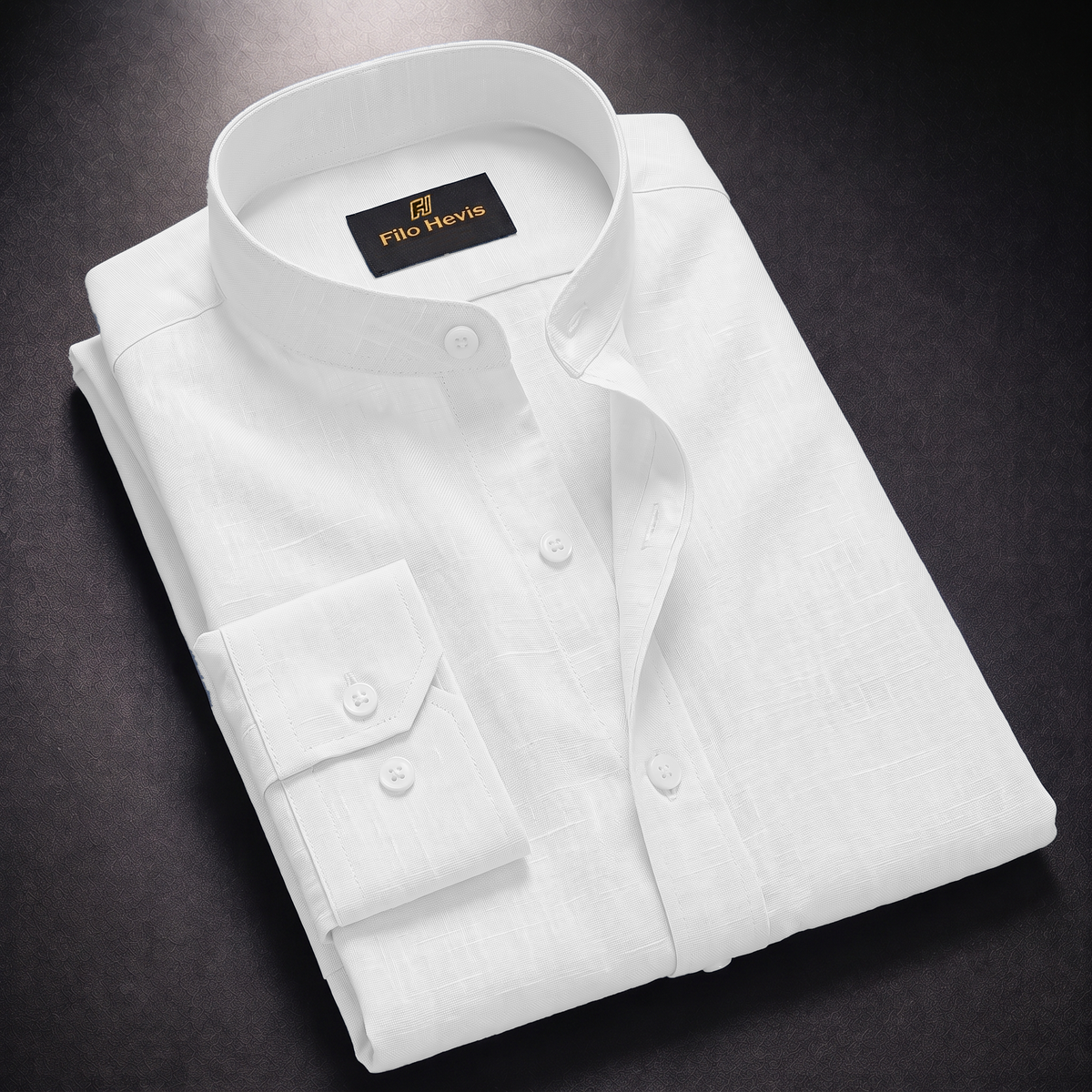 MEN’S CHINESE COLLAR SHIRT | FULL SLEEVE COTTON LINEN T-NECK SHIRT | WHITE COLOR