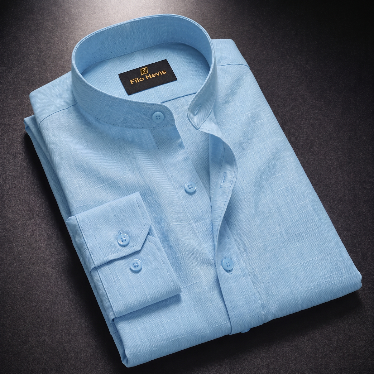MEN’S CHINESE COLLAR SHIRT | FULL SLEEVE COTTON LINEN T-NECK SHIRT | SKY COLOR