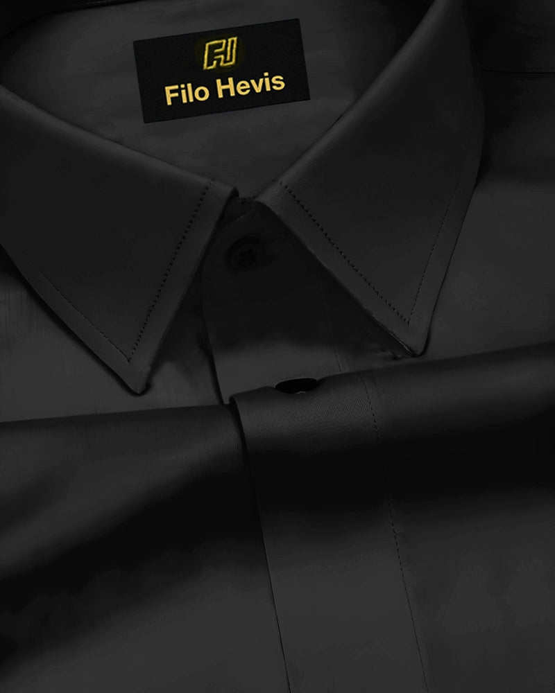 Platinum Cotton Satin Formal Shirt for Men - with Pocket | Black My Store