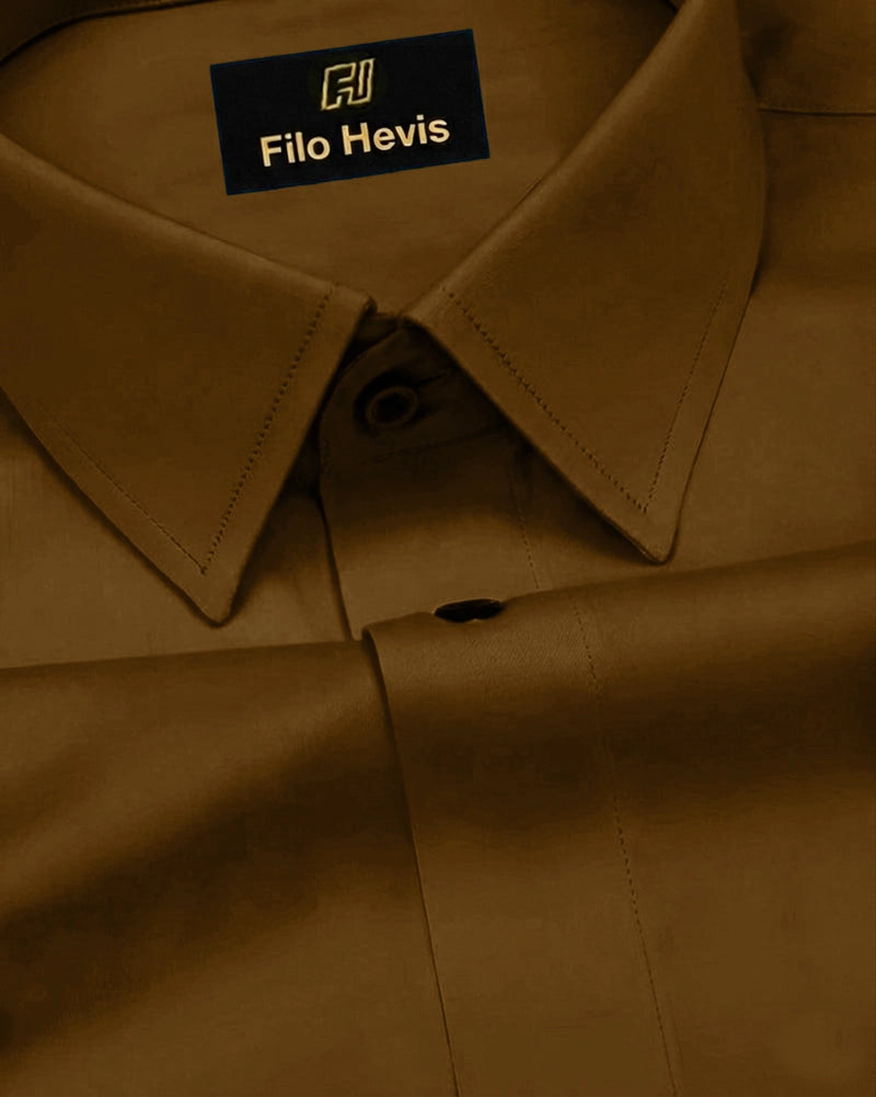 Platinum Cotton Satin Formal Shirt for Men - with Pocket | Brown My Store