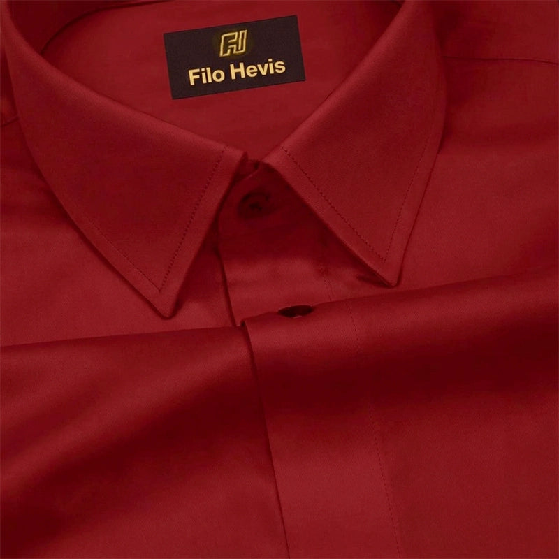 Platinum Cotton Satin Formal Shirt for Men - with Pocket | Maroon My Store