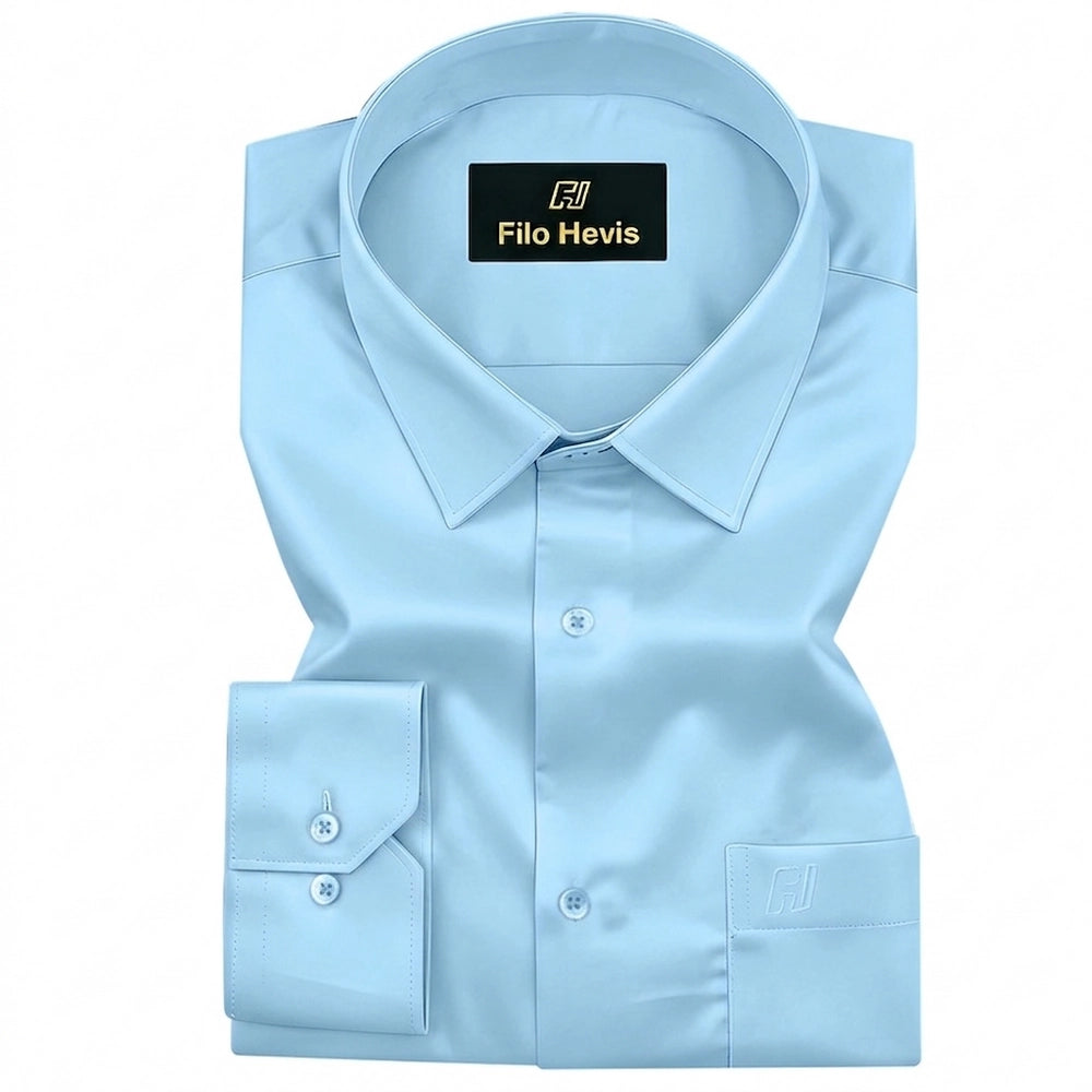 Platinum Cotton Satin Formal Shirt for Men - with Pocket | Sky Blue My Store