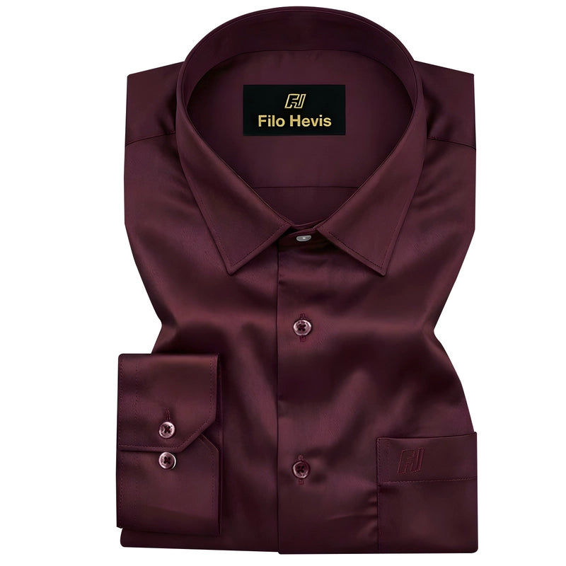 Platinum Cotton Satin Formal Shirt for Men - with Pocket | Wine My Store