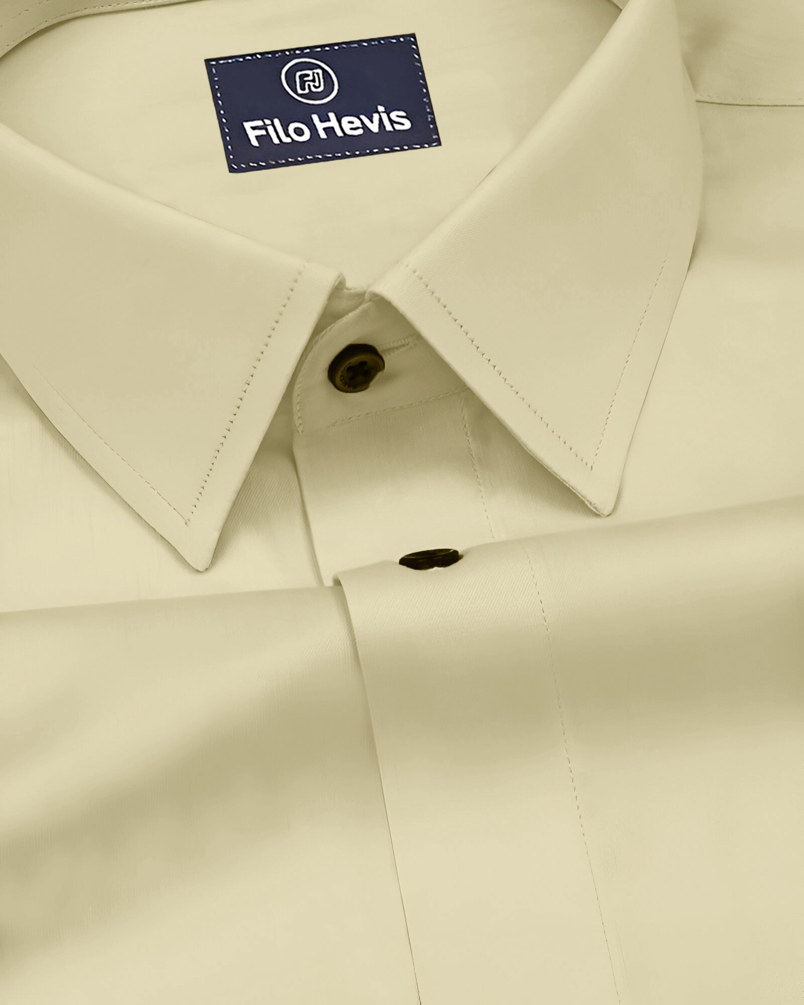 PLATINUM COTTON SATIN FORMAL SHIRT FOR MEN (Single Pocket)-Cream