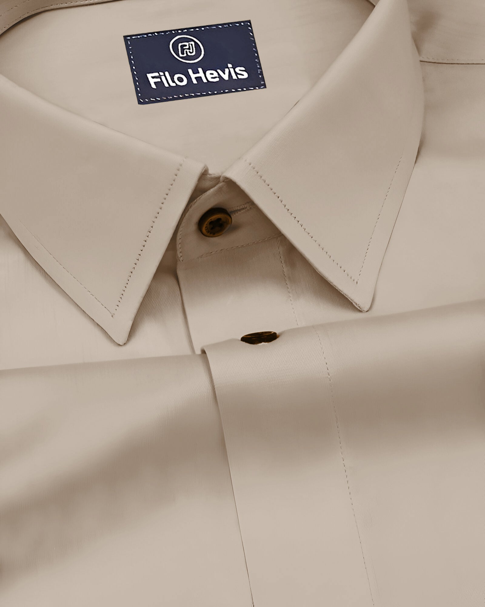 PLATINUM COTTON SATIN FORMAL SHIRT FOR MEN (Single Pocket)-Beige